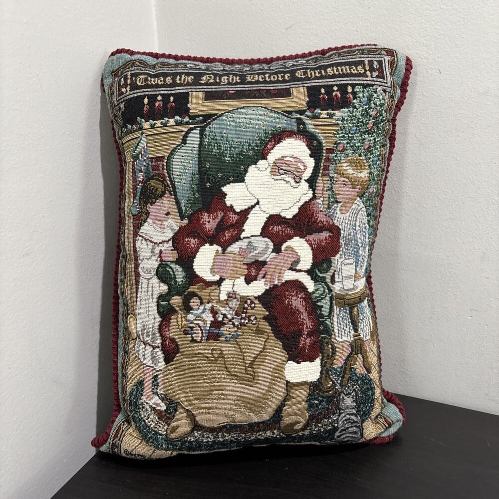 Tapestry Throw Pillow “Twas the Night Before Christmas” Betty Whiteaker Santa